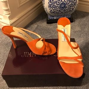 Authentic Jimmy Choo Camel suede high heel Sandsls